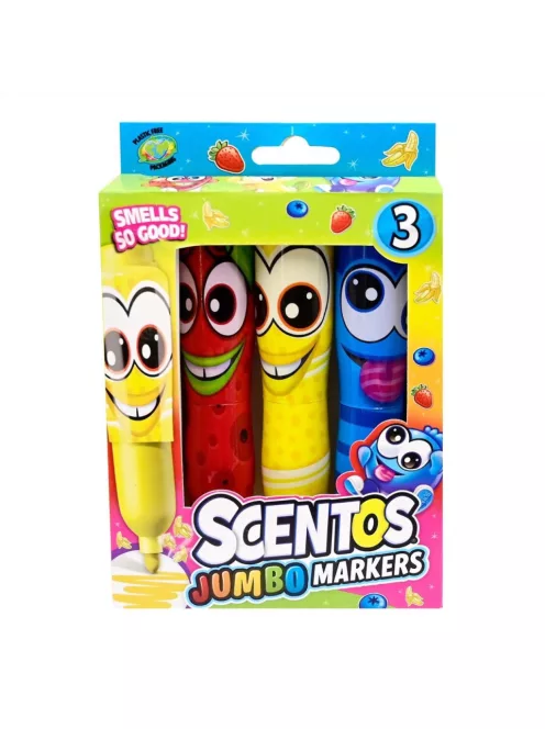 Scentos Széles hegyű illatos filctoll, jumbo - 3 db-os - kék, piros, sárga
