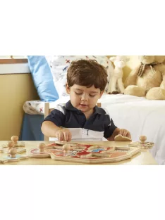   Melissa & Doug Fa készségfejlestő játék, Puzzle fogantyúval Farm
