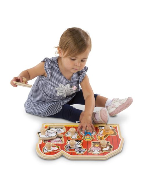 Melissa & Doug Fa készségfejlestő játék, Puzzle fogantyúval Farm