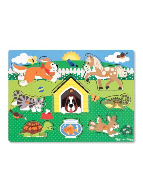 Melissa & Doug Fa készségfejlesztő játék, háziállatok puzzle