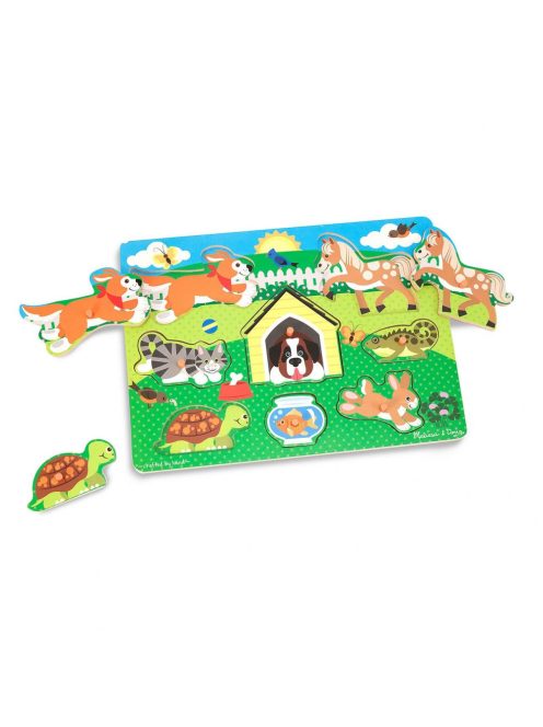 Melissa & Doug Fa készségfejlesztő játék, háziállatok puzzle