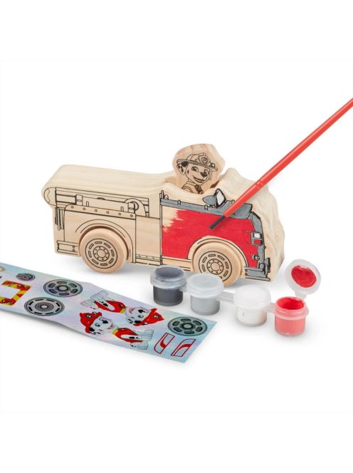 Melissa & Doug fa készségfejlesztő játék, Mancs őrjárat kifesthető fa járművek