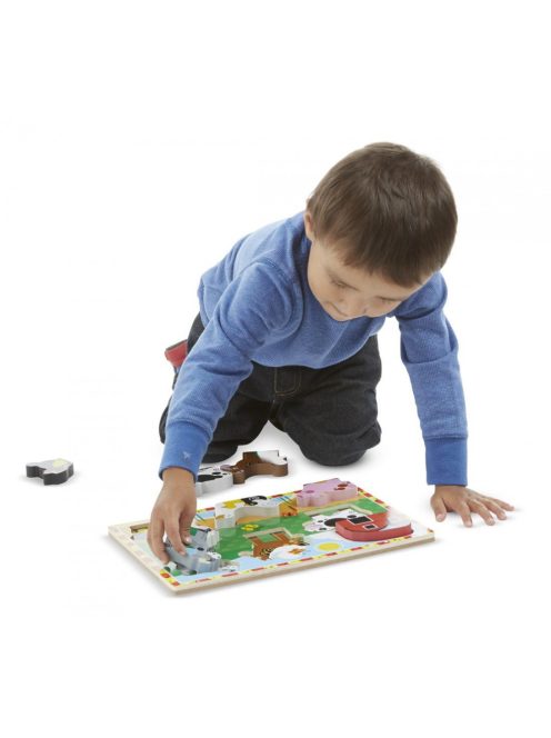 Melissa & Doug Fa készségfejlestő játék, könnyen megfogható puzzle