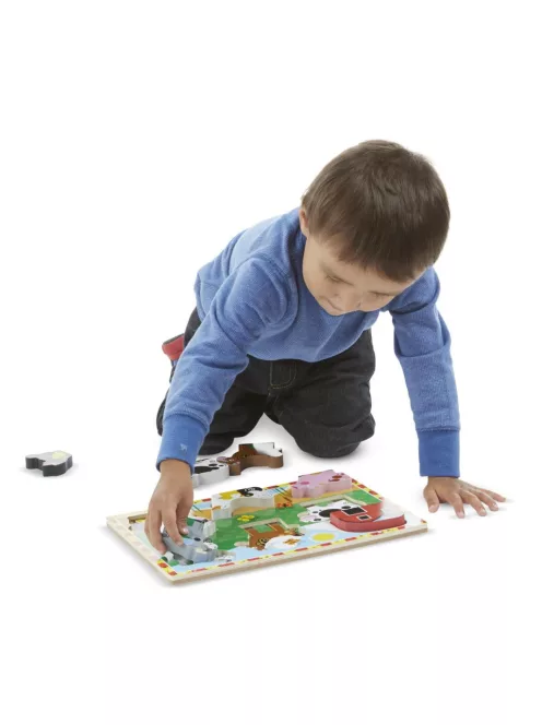 Melissa & Doug Fa készségfejlestő játék, könnyen megfogható puzzle