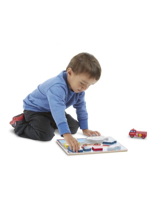 Melissa & Doug Fa készségfejlestő játék, könnyen megfogható puzzle