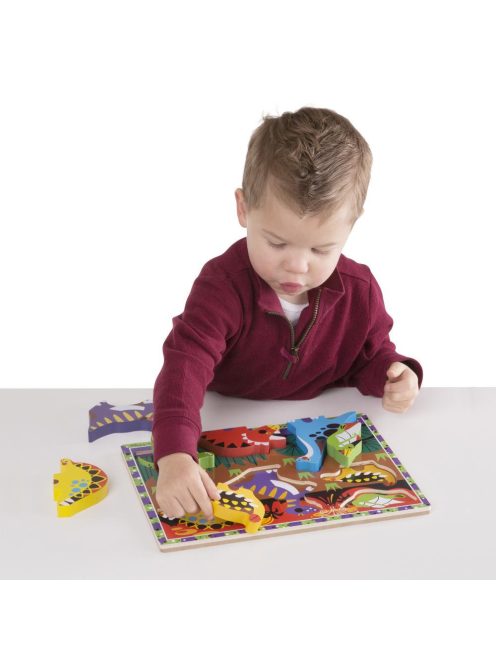 Melissa & Doug Készségfejlesztő játék, könnyen megfogható puzzle, dínók