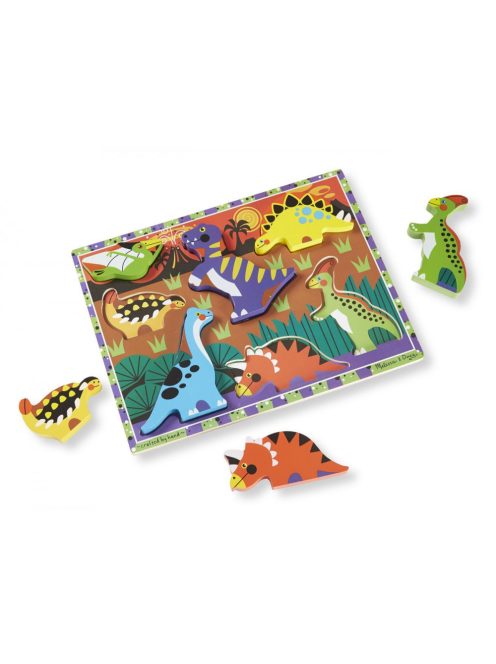 Melissa & Doug Készségfejlesztő játék, könnyen megfogható puzzle, dínók