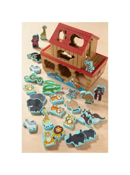 Melissa & Doug Fa Készségfejlesztő játék, Noé bárkája formaegyeztető játék