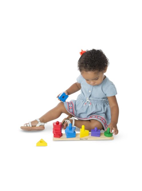 Melissa & Doug Fa készségfejlestő játék, formarendező toronyépítő