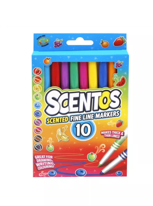 Scentos Illatos, metál fényű, vékony filctoll készlet - 10 db-os