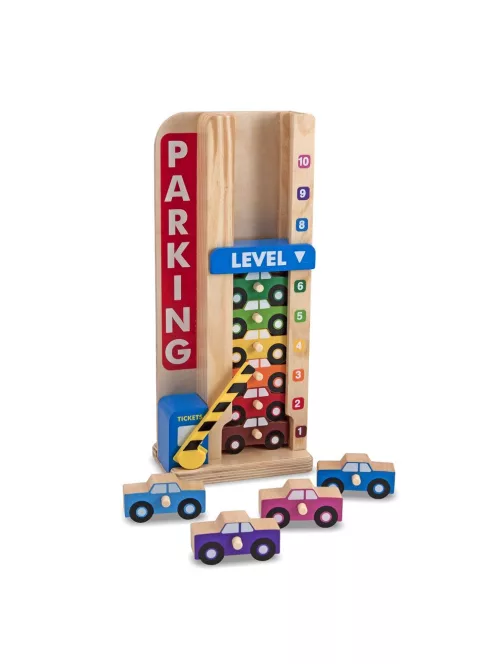 Melissa & Doug Fa készségfejlestő játék, színes-számos parkolótorony