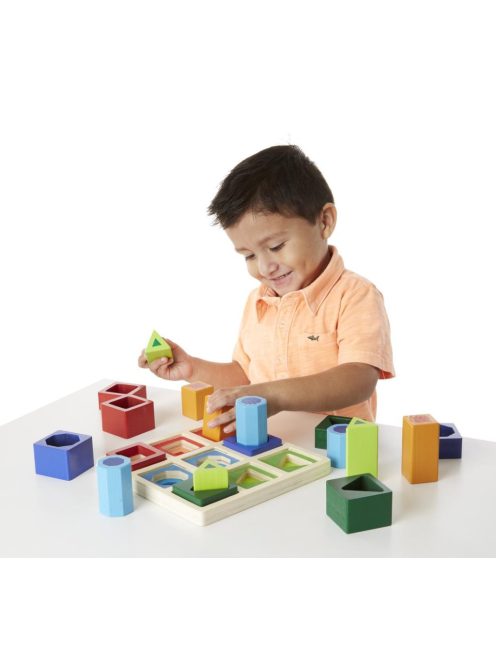 Melissa & Doug fa készségfejlesztő játék, 3d formaegyeztető