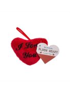 Piros plüss szív felirattal