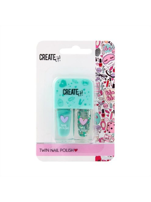 Canenco Create It! Körömlakkok, 2 db-os - türkiz és glitter
