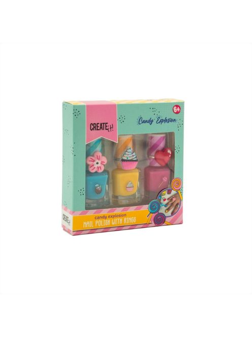 Canenco Create It! Candy körömlakkok gyűrűvel - 3 db