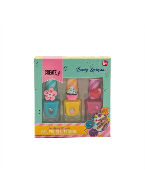 Canenco Create It! Candy körömlakkok gyűrűvel - 3 db