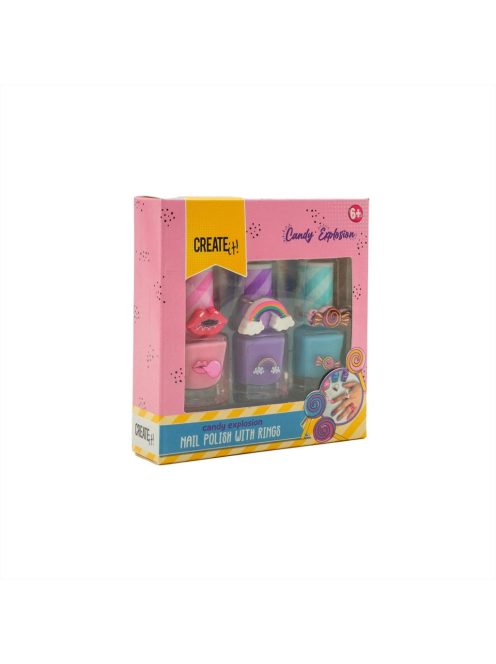 Canenco Create It! Candy körömlakkok gyűrűvel - 3 db