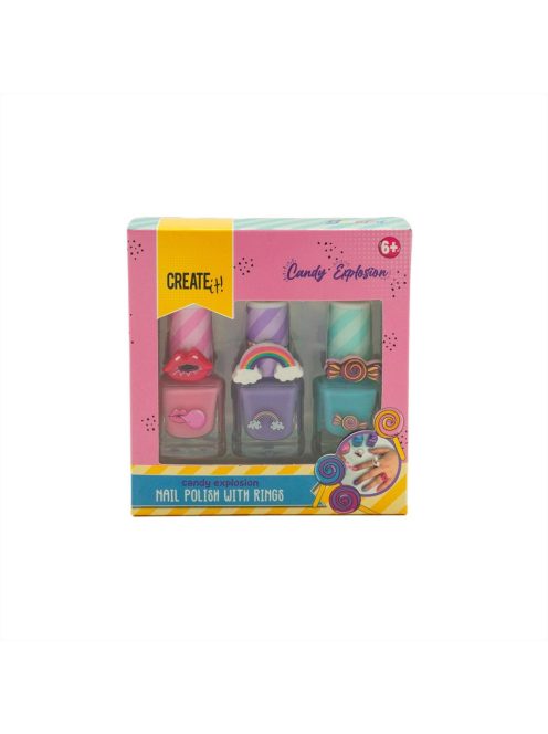 Canenco Create It! Candy körömlakkok gyűrűvel - 3 db