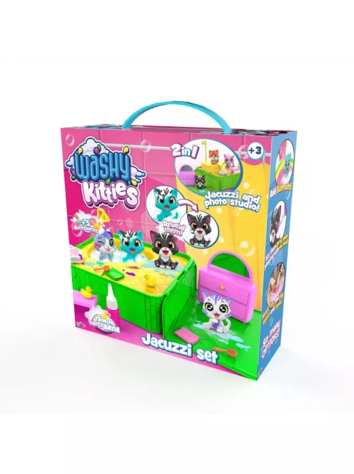 Washy Friends Color Reveal Pancsoló cicusok jacuzzival és 5 kiegészítővel, 2 figurával