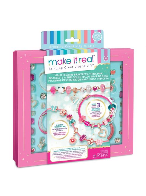 Make It Real Kristály medál karkötők, mind pink