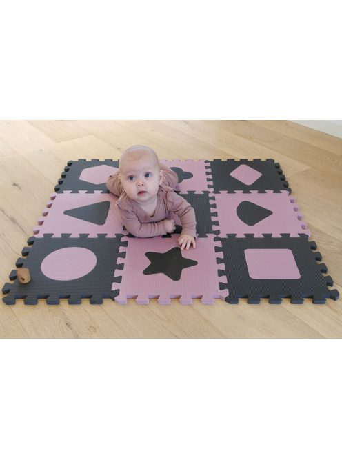 Baby Dan Puzzle habszivacs játszószőnyeg Geometriai formák, Rose 90x90 cm