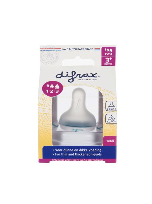 Difrax Szilikon cumi gyűrűvel az 1-2-3 Variflow széles cumisüveghez