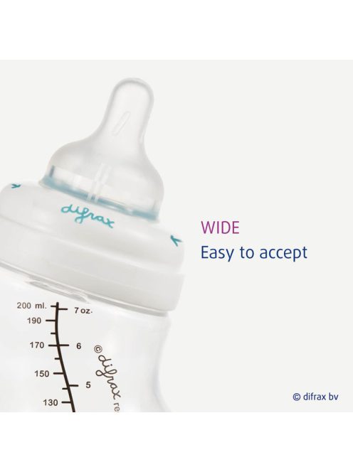 Difrax Szilikon cumi gyűrűvel az 1-2-3 Variflow széles cumisüveghez