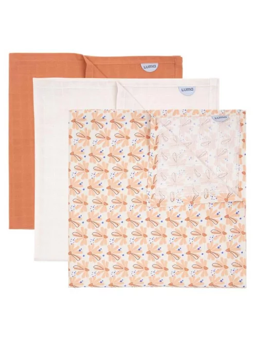 LUMA Bambusz muszlin pelenka 70x70 cm 3 db - Flowerfever Nude