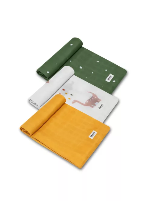 Lionelo Bamboo 3 db-os textilpelenka szett (70x70) - Dino