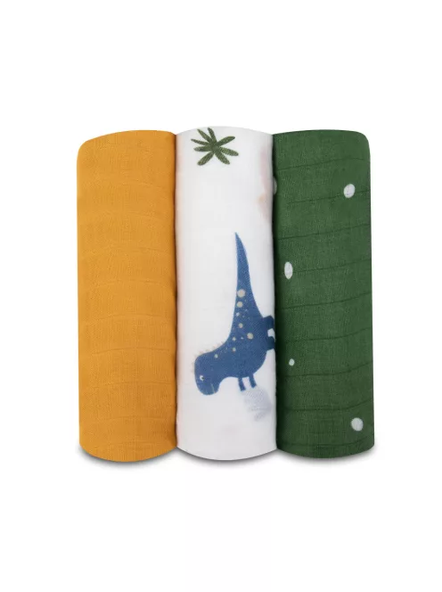 Lionelo Bamboo 3 db-os textilpelenka szett (70x70) - Dino