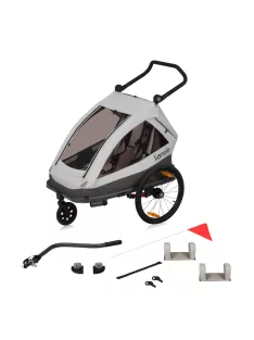   Lionelo Cama 2in1 kerékpár utánfutó és babakocsi - Grey Stone