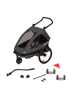   Lionelo Cama 2in1 kerékpár utánfutó és babakocsi - Grey Graphite