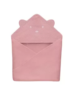 Lionelo Muszlin pamut kapucnis törölköző - Pink Baby