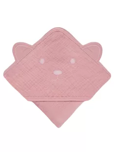 Lionelo Muszlin pamut kapucnis törölköző - Pink Baby