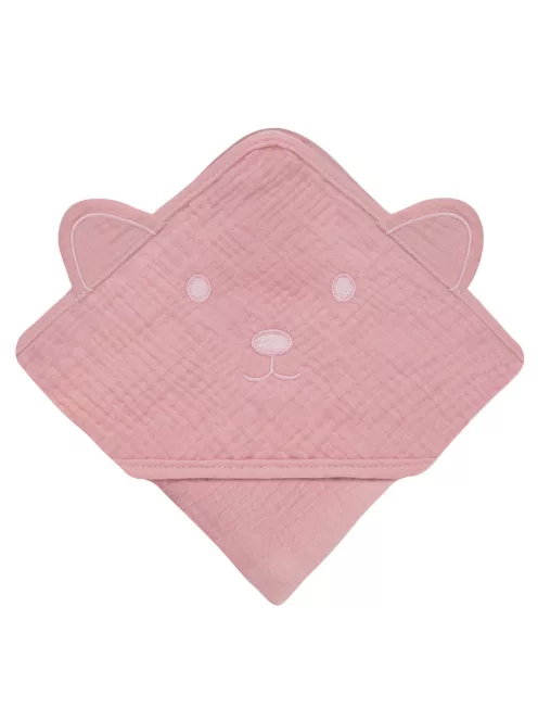 Lionelo Muszlin pamut kapucnis törölköző - Pink Baby
