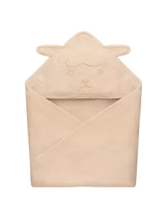 Lionelo Muszlin pamut kapucnis törölköző - Beige Sand