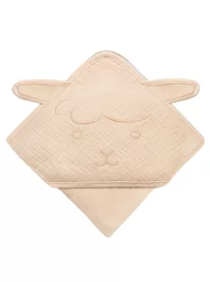 Lionelo Muszlin pamut kapucnis törölköző - Beige Sand