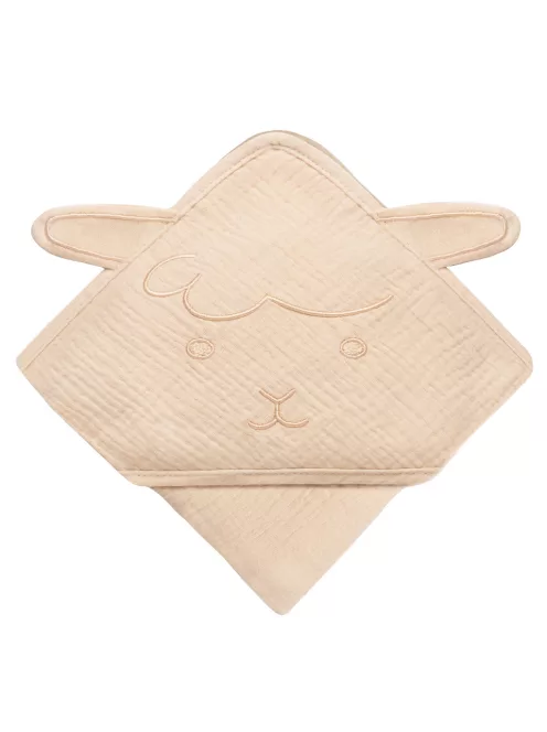 Lionelo Muszlin pamut kapucnis törölköző - Beige Sand