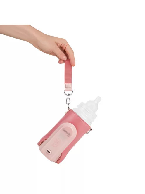 Lionelo Thermup Go Evo hordozható cumisüveg-melegítő - Coral Pink