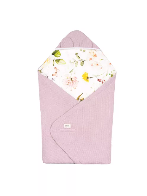 Lionelo Travel Swaddle autósülésbe való pólya, 90x90 cm - Pink Flower