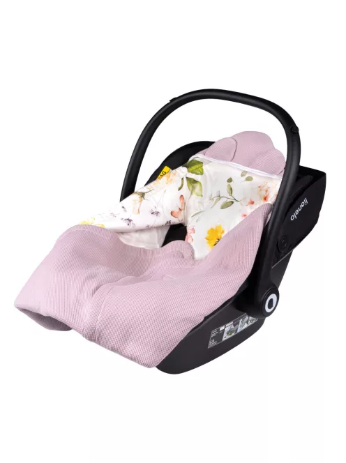 Lionelo Travel Swaddle autósülésbe való pólya, 90x90 cm - Pink Flower