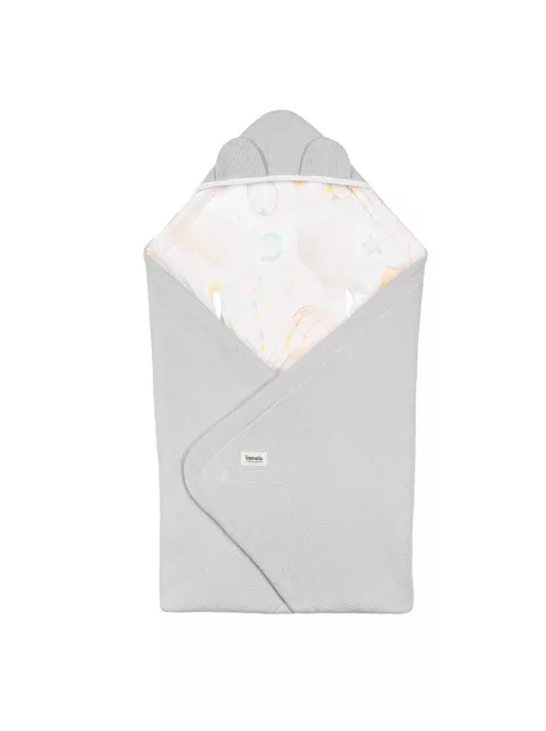 Lionelo Travel Swaddle autósülésbe való pólya, 90x90 cm - Grey Balloon