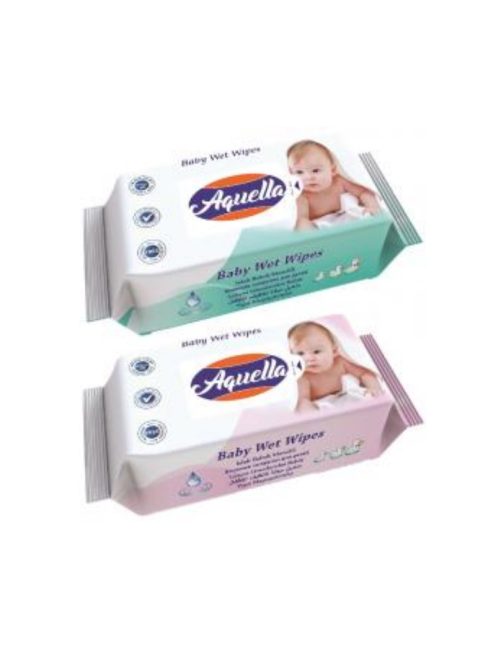 Aquella Kids Baby nedves törlőkendő Mix (kék, rózsaszín) 72 db