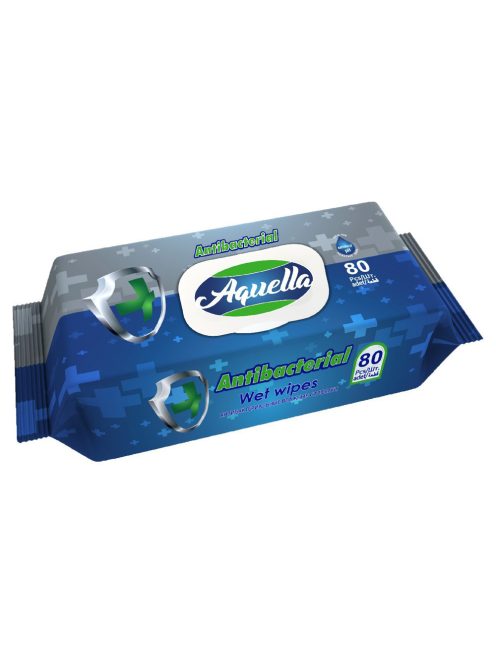 Aquella - Nedves törlőkendő, Antibacterial, kupakos, 80 db