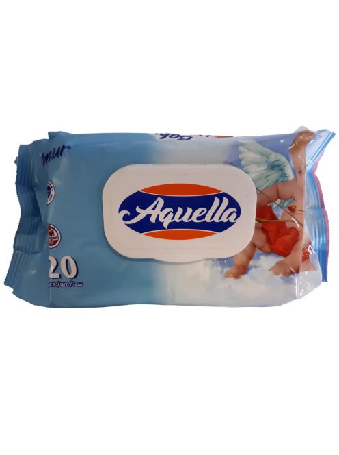 Aquella - Baby nedves törlőkendő, Mix, angyalkás, ultrapuha, fliptop, kupakos, 120 db