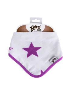 Xkko nyálkendő patentos bambusz - lila csillagok BMBBND035
