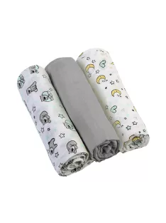 BabyOno textilpelenka színes 3db - szürke 348/01