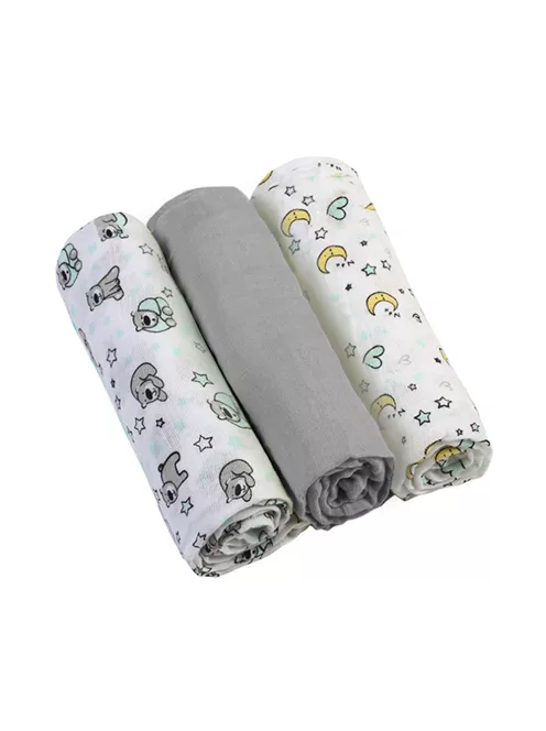 BabyOno textilpelenka színes 3db - szürke 348/01