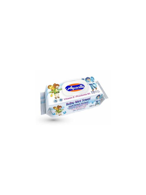Aquella - Baby nedves törlőkendő, vitaminos, fliptop, 72 db