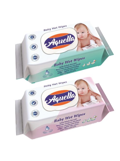 Aquella - Baby nedves törlőkendő, PH5.5, fliptop, 72 db